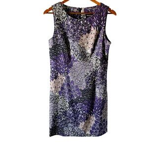 Sleeveless Dress Sz 12 Peacock Purple Feather Pattern. Dress Up Summer